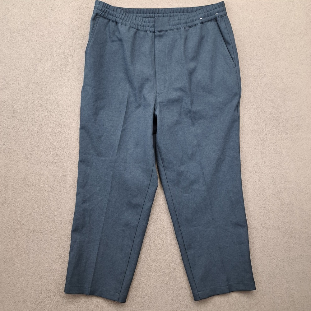 Uniqlo U Mens XL Wide Leg Relaxed Fit Elastic Waist Pants Gray Polyester Blend